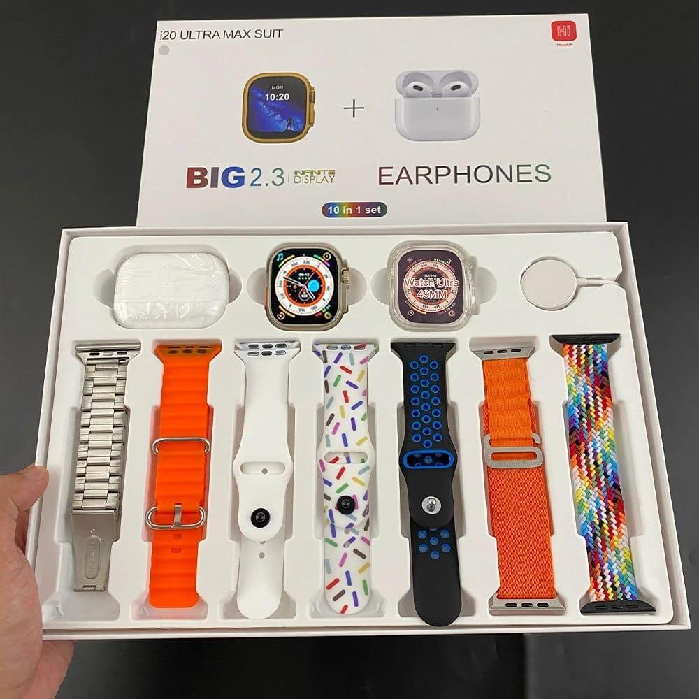 i20 Ultra Smart Watch With Airbuds With 7 Straps
